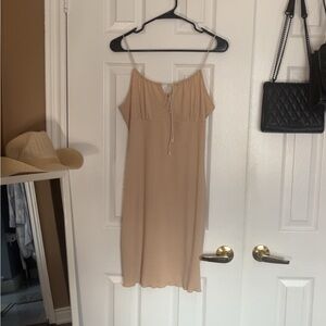 Elegant Tan Spaghetti Strap Dress